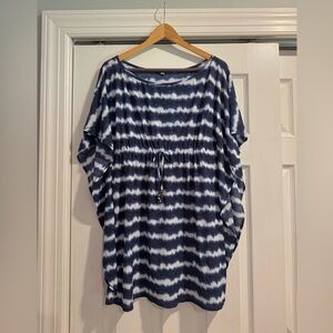 Nautica Blue & White Tie-Dye Swim Coverup